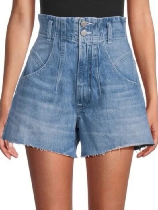 Frame Denim Pants - Frame x Anthropologie | NWT High Rise Darted Waist Wide Leg Denim Shorts Size 29